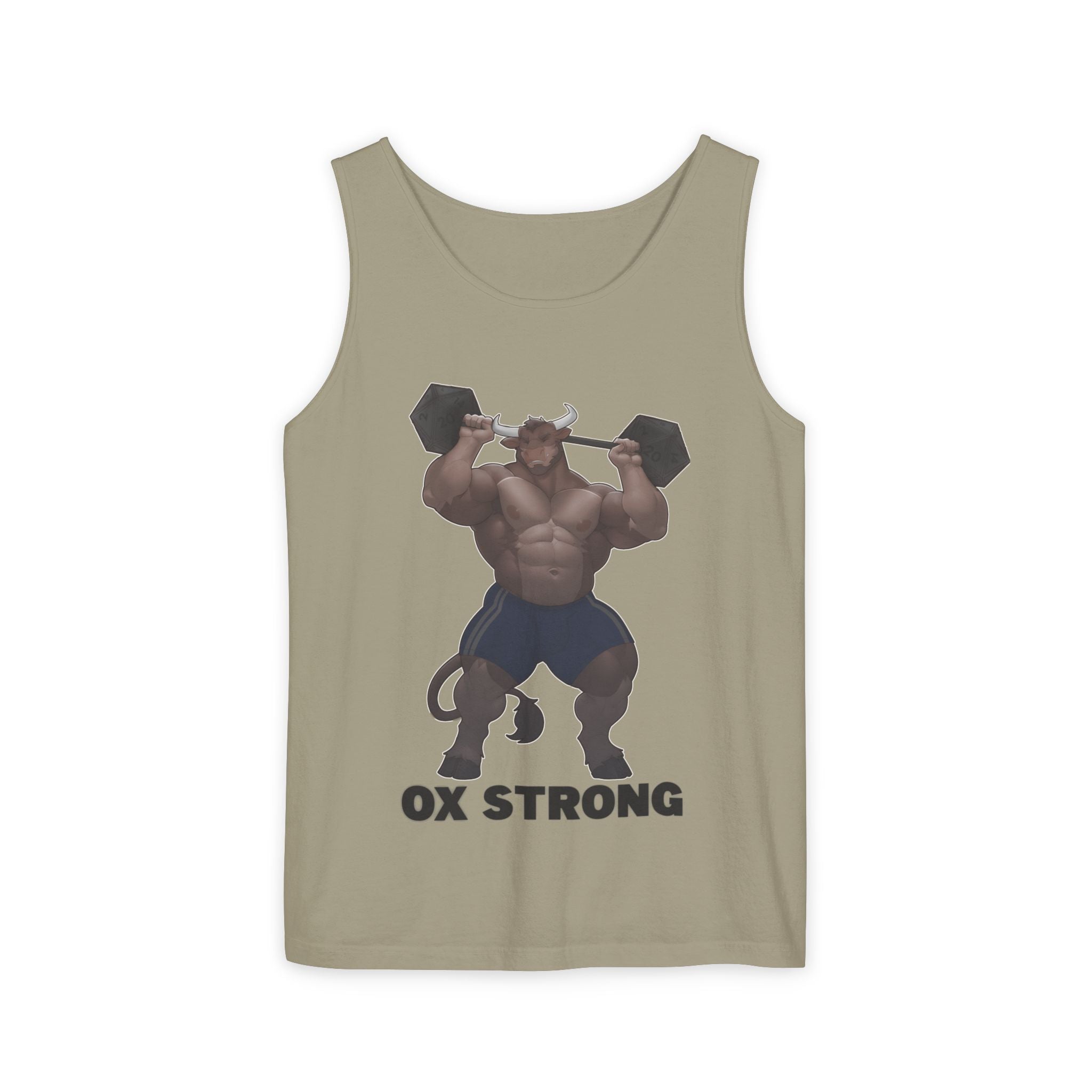 Ox Strong Black Text Tank Top — Geek Strength Graphic Tank