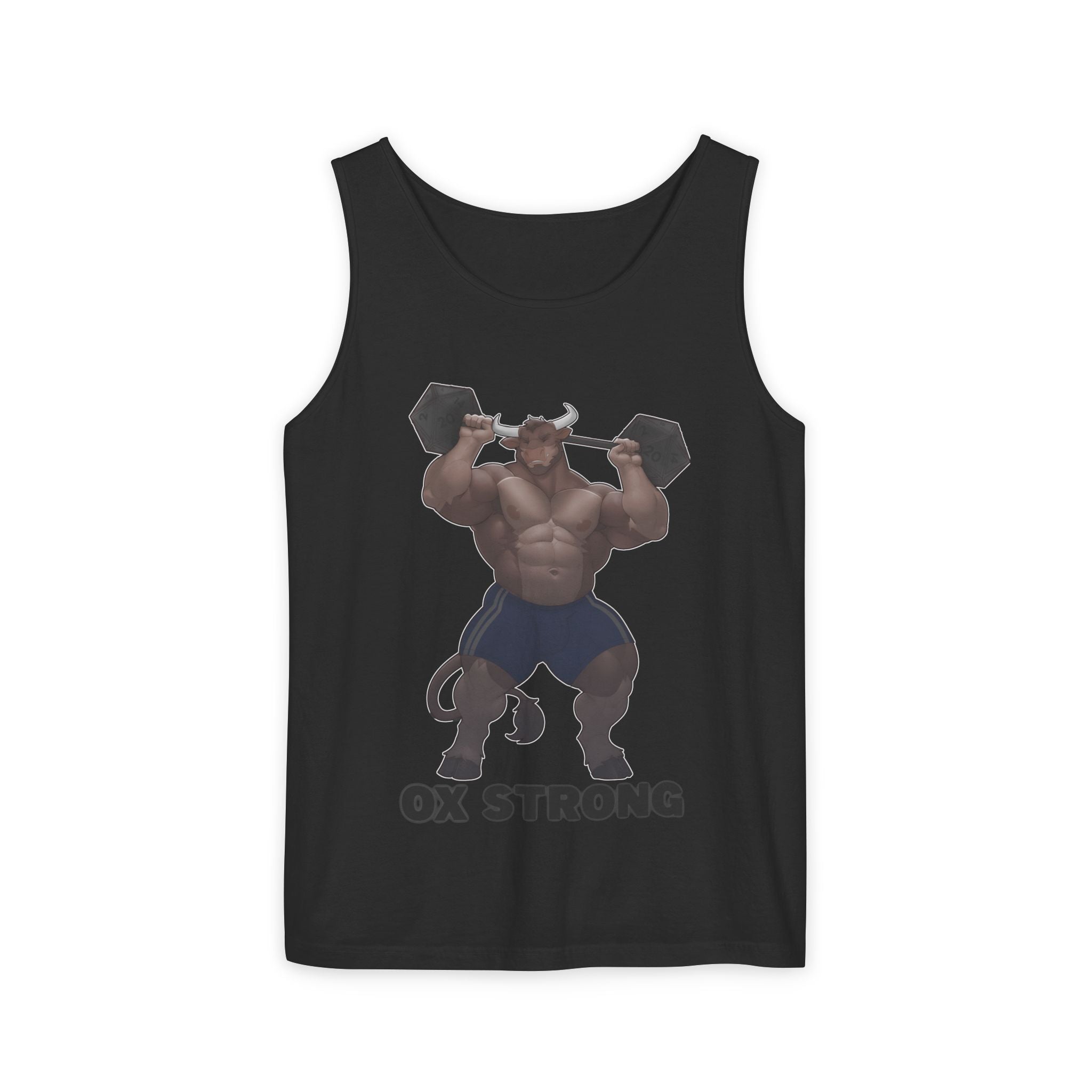 Ox Strong Black Text Tank Top — Geek Strength Graphic Tank