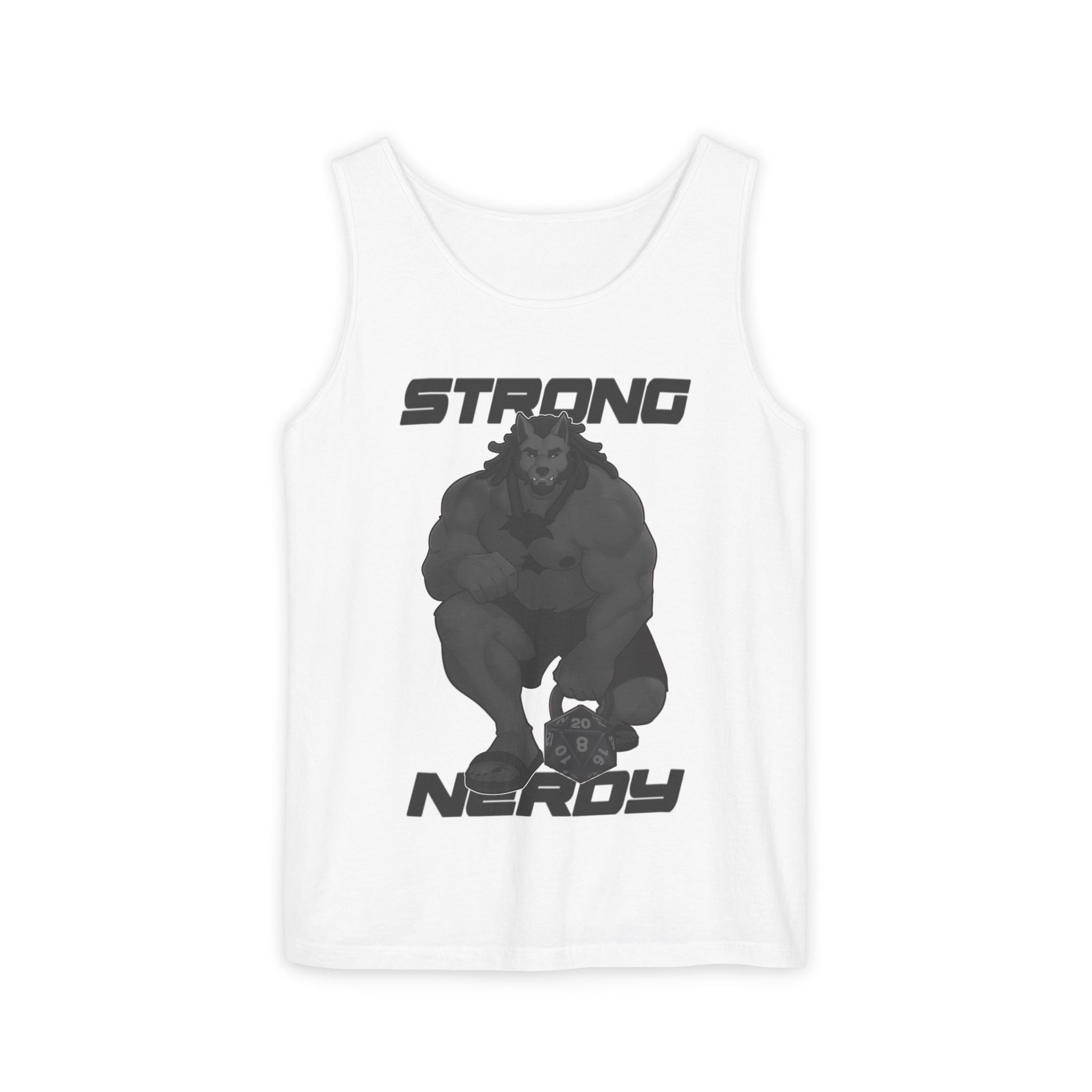 Strong & Nerdy Black Text Tank Top — Geek Strength Graphic Tank