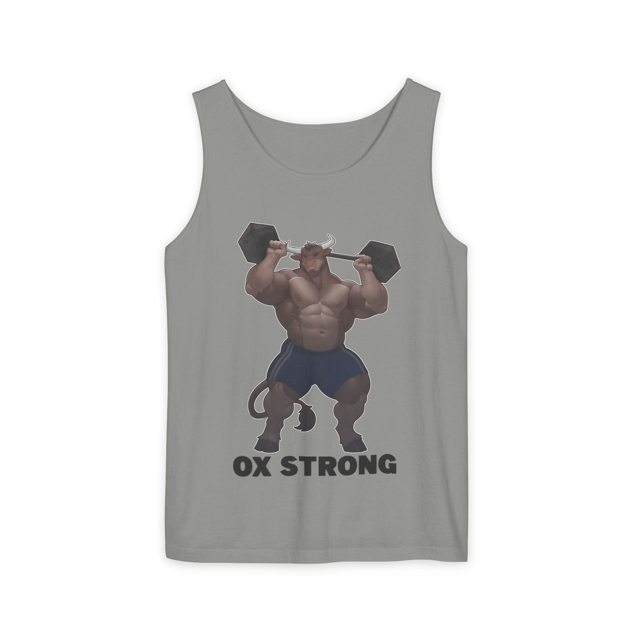 Ox Strong Black Text Tank Top — Geek Strength Graphic Tank