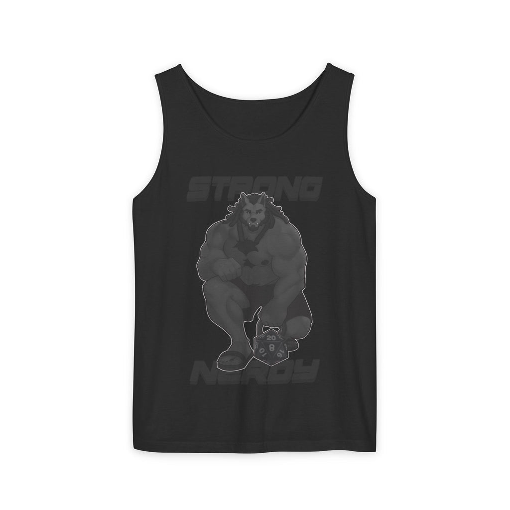 Strong & Nerdy Black Text Tank Top — Geek Strength Graphic Tank