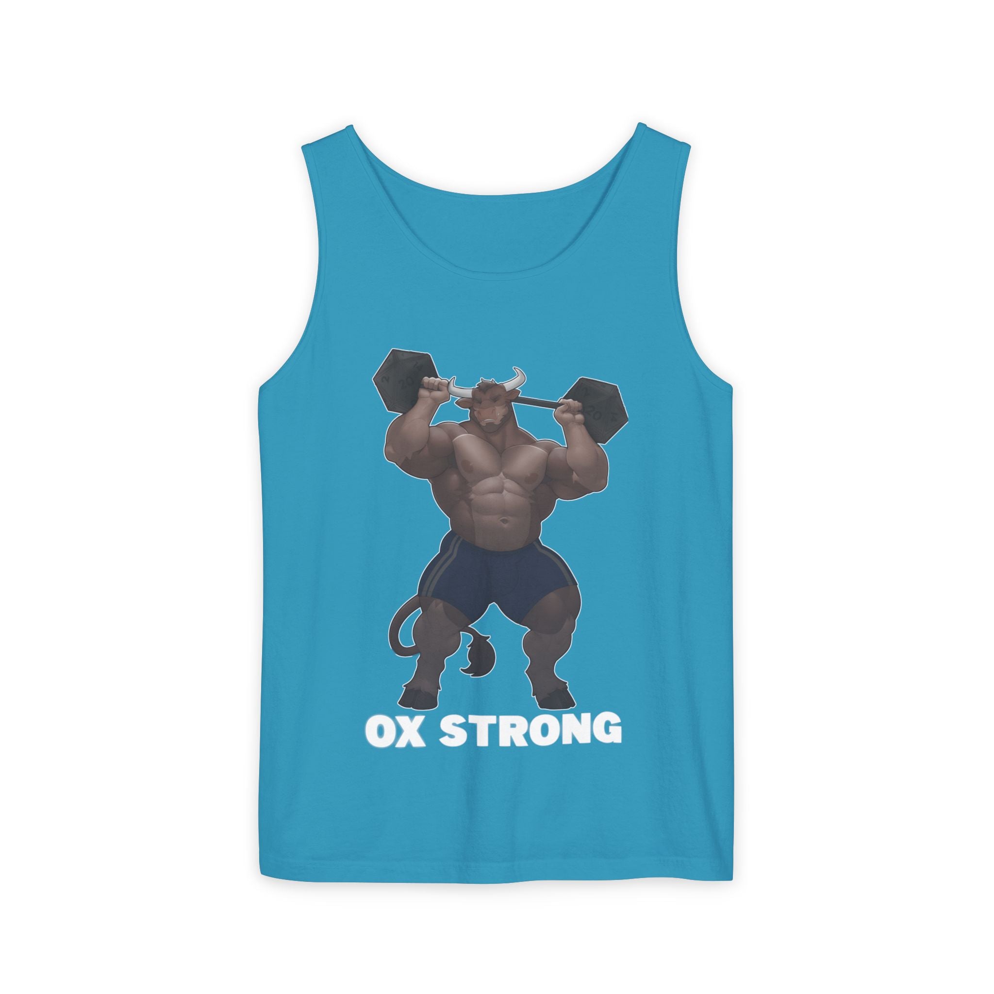 Ox Strong White Text Tank Top — Geek Strength Graphic Tank