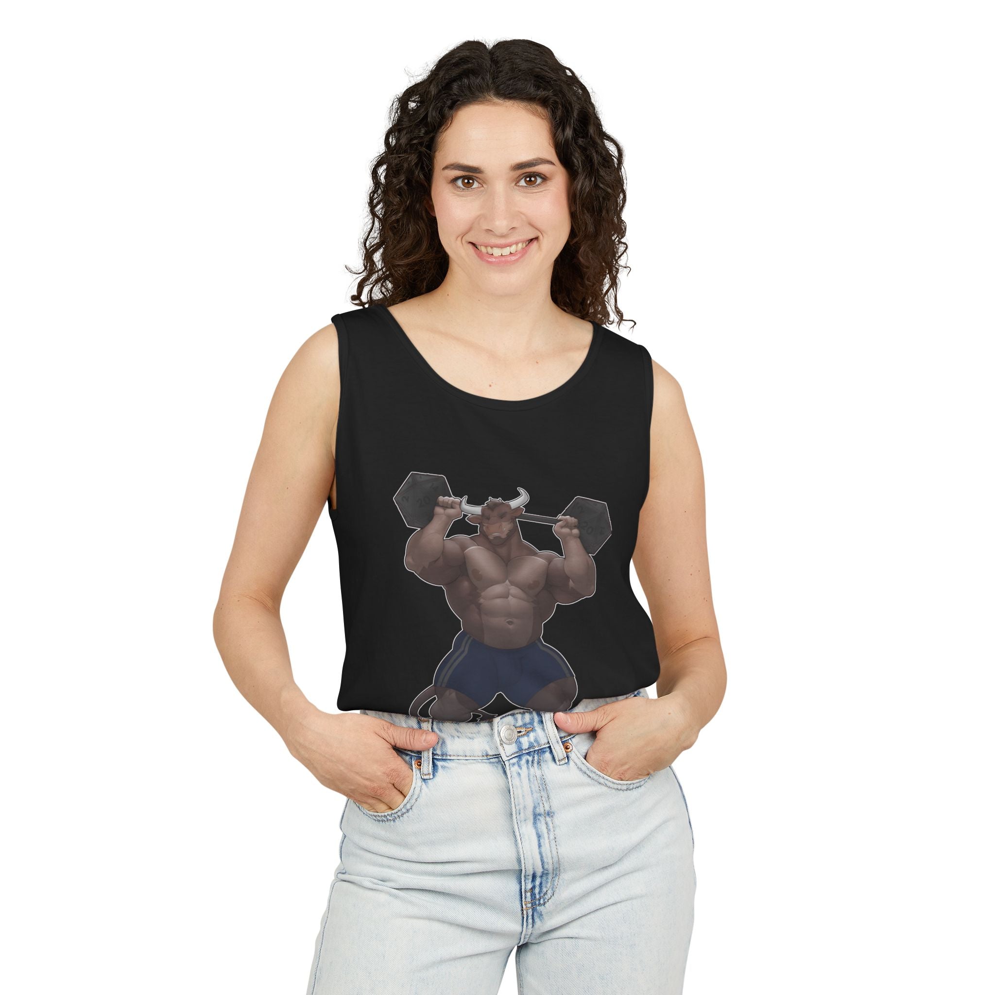 Ox Strong Black Text Tank Top — Geek Strength Graphic Tank