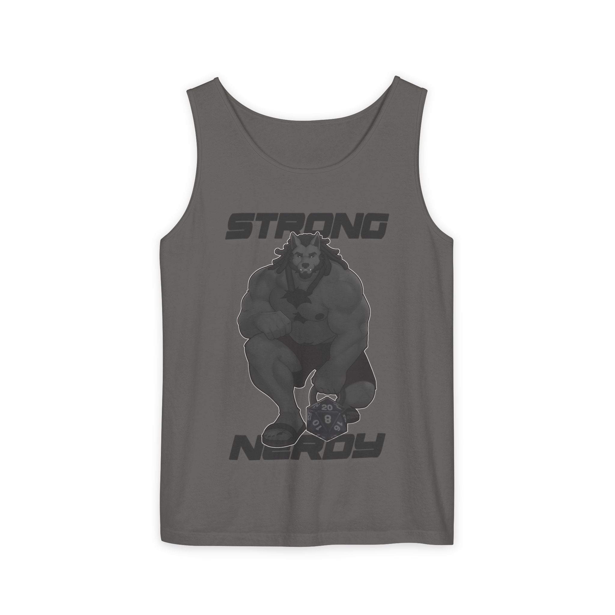 Strong & Nerdy Black Text Tank Top — Geek Strength Graphic Tank